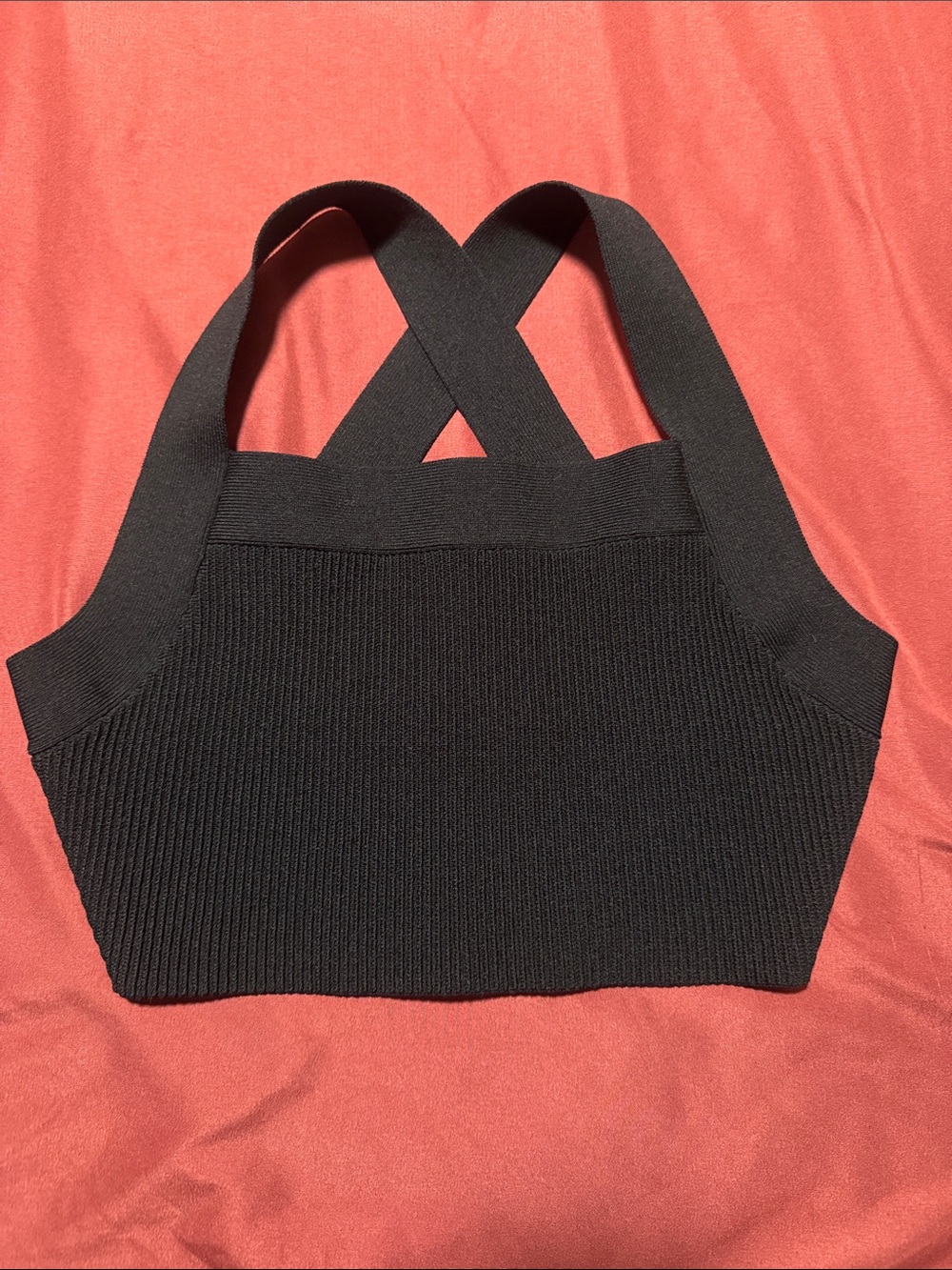 Aritzia Babaton - Black Cross-Back Ribbed Crop Top / Tank - Size S